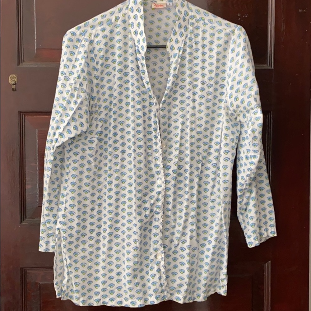 indian block print button down